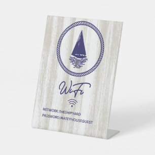 WIFI-wachtwoord voor Nautical Ship Blue Vacation H Reclamebord Met Voetstuk