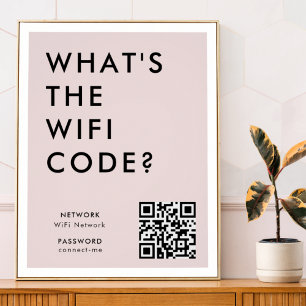 WiFi-wachtwoord   Wat is de WiFi-code? QR-code Roz Poster