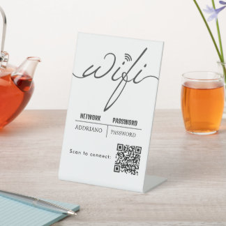 WiFi-wachtwoordcode Gold Business Logo QR-code Reclamebord Met Voetstuk