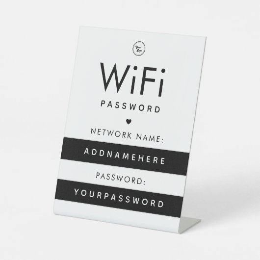 WiFi-wachtwoordcode Internet Network Logo & hart Reclamebord Met Voetstuk (Voorkant)
