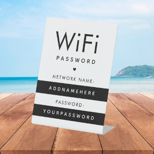 WiFi-wachtwoordcode Internet Network Striped Heart Reclamebord Met Voetstuk