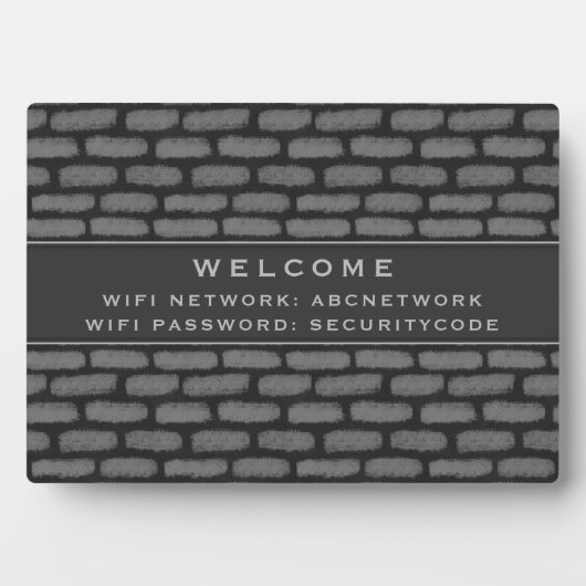 Wifi Wachtwoordcode | Modern Dark Grey Brick Fotoplaat (voorkant)
