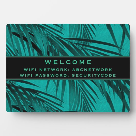 Wifi Wachtwoordcode | Turquoise Palm Leaves Fotoplaat (voorkant)