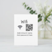 Wifi-wachtwoordteken voeg hier de Q R-code toe Briefkaart (Staand voorkant)
