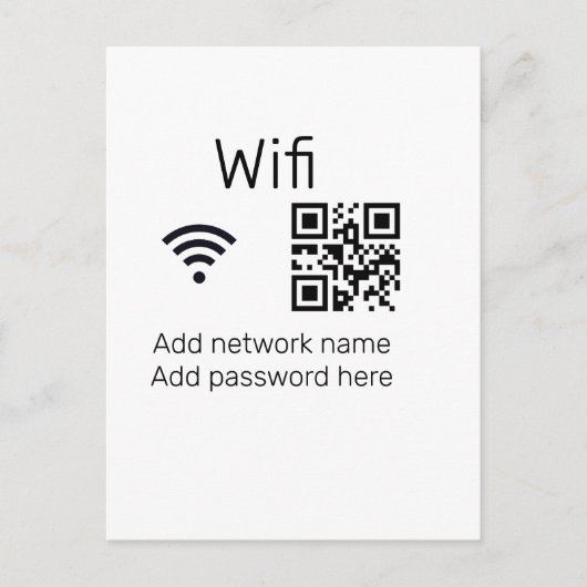 Wifi-wachtwoordteken voeg hier de Q R-code toe Briefkaart (Voorkant)