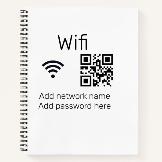 Wifi-wachtwoordteken voeg hier de Q R-code toe Notitieboek (Voorkant)