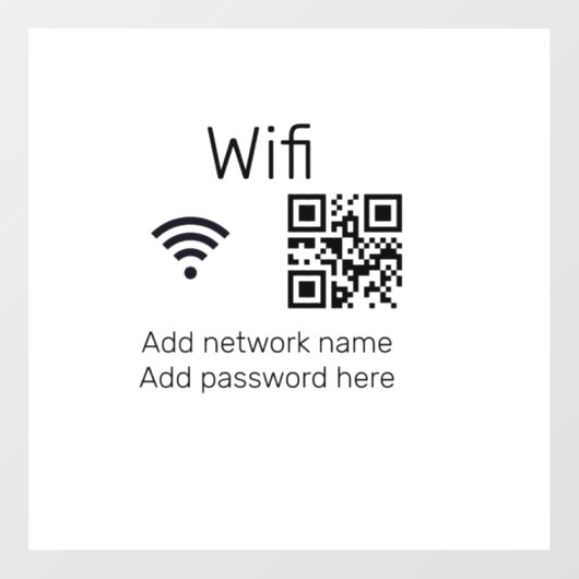 Wifi-wachtwoordteken voeg hier de Q R-code toe Raamsticker (Vel)