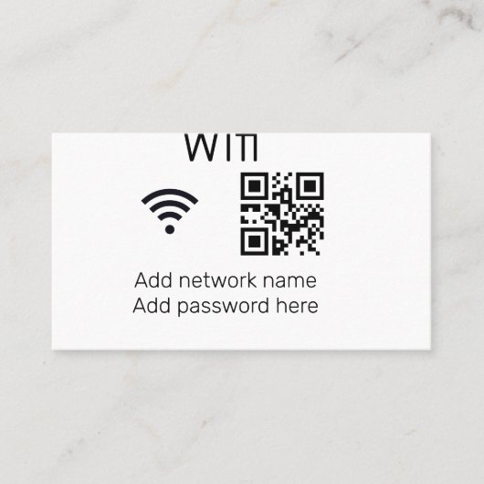 Wifi-wachtwoordteken voeg hier de Q R-code toe Visitekaartje (Voorkant)