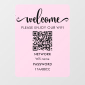 WIFI Welkom QR-code | Geniet van onze Wifi Roze Raamsticker (Vel)