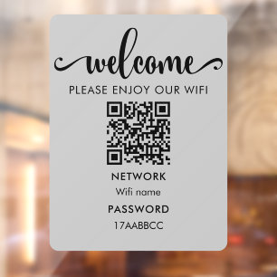 WIFI welkomstQR-code Geniet van onze Wifi Grey Raamsticker