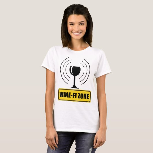 WiFi-zone Funny Wine Glass WiFi Waves T-shirt (Voorkant volledig)