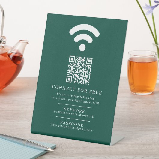 Wifinetwerkpascode gastinfo aangepaste QR groen Reclamebord Met Voetstuk (Insitu)