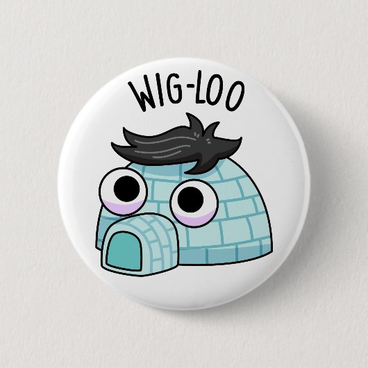 Wig-loo Grappige Iglo Grappenmakerij Ronde Button 5,7 Cm (Voorkant)