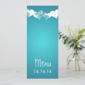 Wiggenmenu Grunge Hearts Turquoise Menu (Staand voorkant)