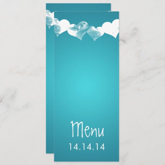 Wiggenmenu Grunge Hearts Turquoise Menu (Voorkant / Achterkant)