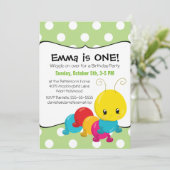 Wiggle Worm eerste verjaardagsfeestje Kaart (Staand voorkant)