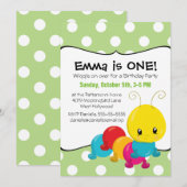 Wiggle Worm eerste verjaardagsfeestje Kaart (Voorkant / Achterkant)