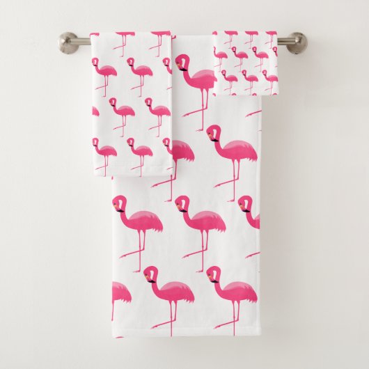 WIITPINKFLAMINGO BRIGHT BATHROOM TOWEL SET BAD HANDDOEK (Insitu)