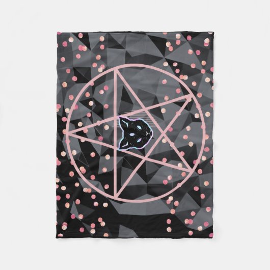 WiizyWitch Magische Heks Kosmische Kat Pentakel Ma Fleece Deken (Voorkant)