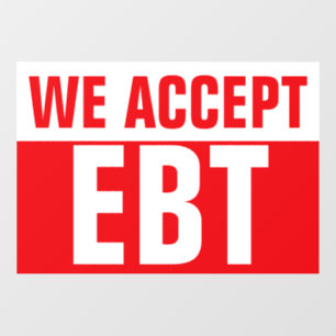 WIJ ACCEPTEREN EBT Rood Zakelijk Bord Raamsticker