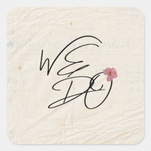 WIJ DOEN geperste bloemen Shabby Garden Chic Progr Vierkante Sticker