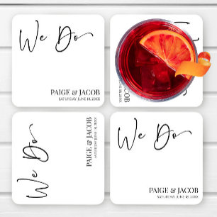 Wij doen klassieke moderne minimalistische bruilof vierkante kartonnen onderzetter