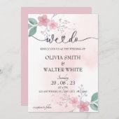 Wij doen, minimalistische roze bloemenbruiloft uit kaart (Voorkant / Achterkant)