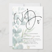 Wij doen modern script Eucalyptus bruiloft Kaart (Voorkant)