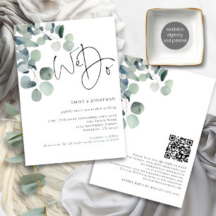 Wij doen moderne Eucalyptus QR code bruiloft Kaart