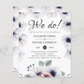 Wij doen Navy Blauwe Witte Bloemige Trouw Uitnodig (Voorkant / Achterkant)
