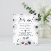 Wij doen Navy Blauwe Witte Bloemige Trouw Uitnodig (Staand voorkant)