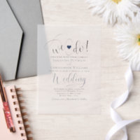 Wij doen Navy Blue Modern Script & Heart Wedding