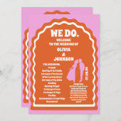 Wij doen Oranje Retro Arch Bruiloft Orde van Servi Programma (Voorkant / Achterkant)