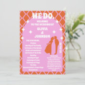 Wij doen Oranje Retro Boho Wedding Order of Servic Programma (Staand voorkant)