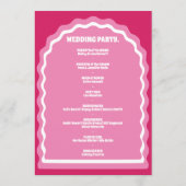 Wij doen Roze Retro Arch Bruiloft Order of Service Programma (Achterkant)