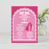 Wij doen Roze Retro Arch Bruiloft Order of Service Programma (Staand voorkant)