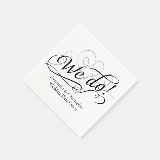 Wij doen, witte bruiloft wervelen gepersonaliseerd servet (Hoek)
