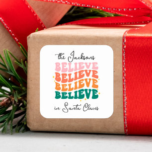 Wij geloven in Sinterklaas retro  Vierkante Sticker