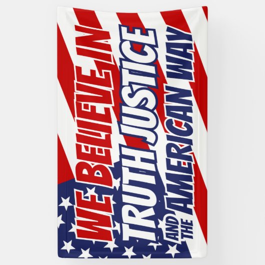 Wij geloven in waarheidsrechtvaardigheid en in de spandoek (Verticaal)