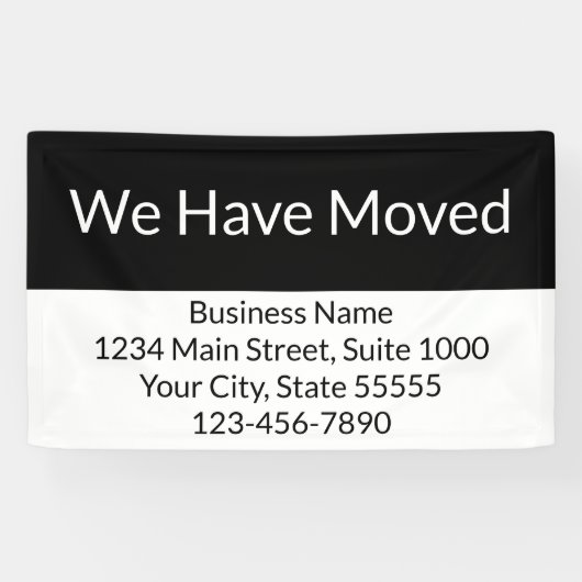 Wij hebben zakelijke aankondiging zwart-wit verpla spandoek (Horizontaal)