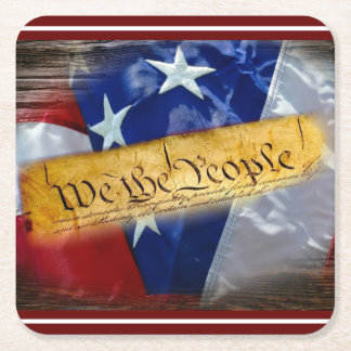 Wij, het People American Flag Square Paper Onderze Vierkante Kartonnen Onderzetter