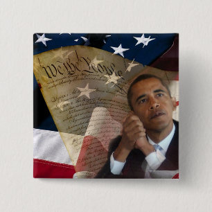 Wij, het volk...Barack Obama en de Grondwet Vierkante Button 5,1 Cm