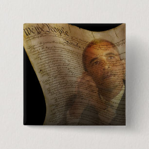 Wij, het volk...Barack Obama en de Grondwet Vierkante Button 5,1 Cm