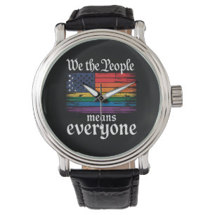 Wij Het Volk Betekent Iedereen USA Vlag LGBTQ Horloge