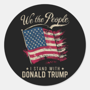 Wij het Volk Ik Sta Achter Donald Trump Vintage Ronde Sticker