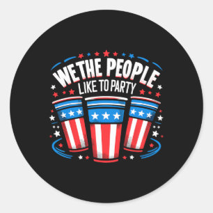 Wij Het Volk Leren Feest te Vieren Bier Pong Grapp Ronde Sticker