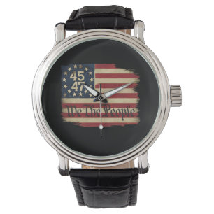 Wij Het Volk Trump 45 47 Vervallen Vintage Vlag Horloge