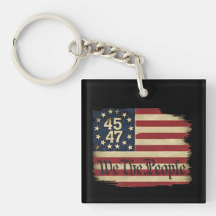 Wij Het Volk Trump 45 47 Vervallen Vintage Vlag Sleutelhanger