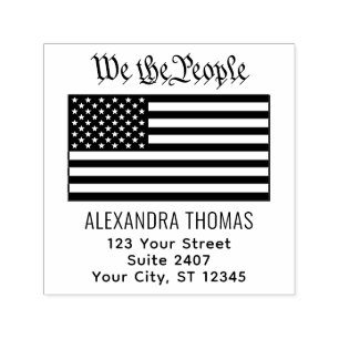 #Wij het Volk VS Amerikaanse Vlag Naam Adres Zelfinktende Stempel