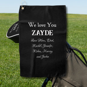Wij houden van je ZAYDE Gift Joodse Opa Kinder Nam Golfhanddoek